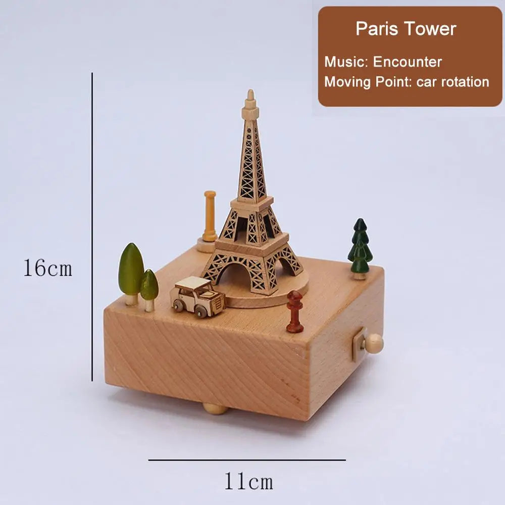 Retro Wooden Wind-Up Music Box