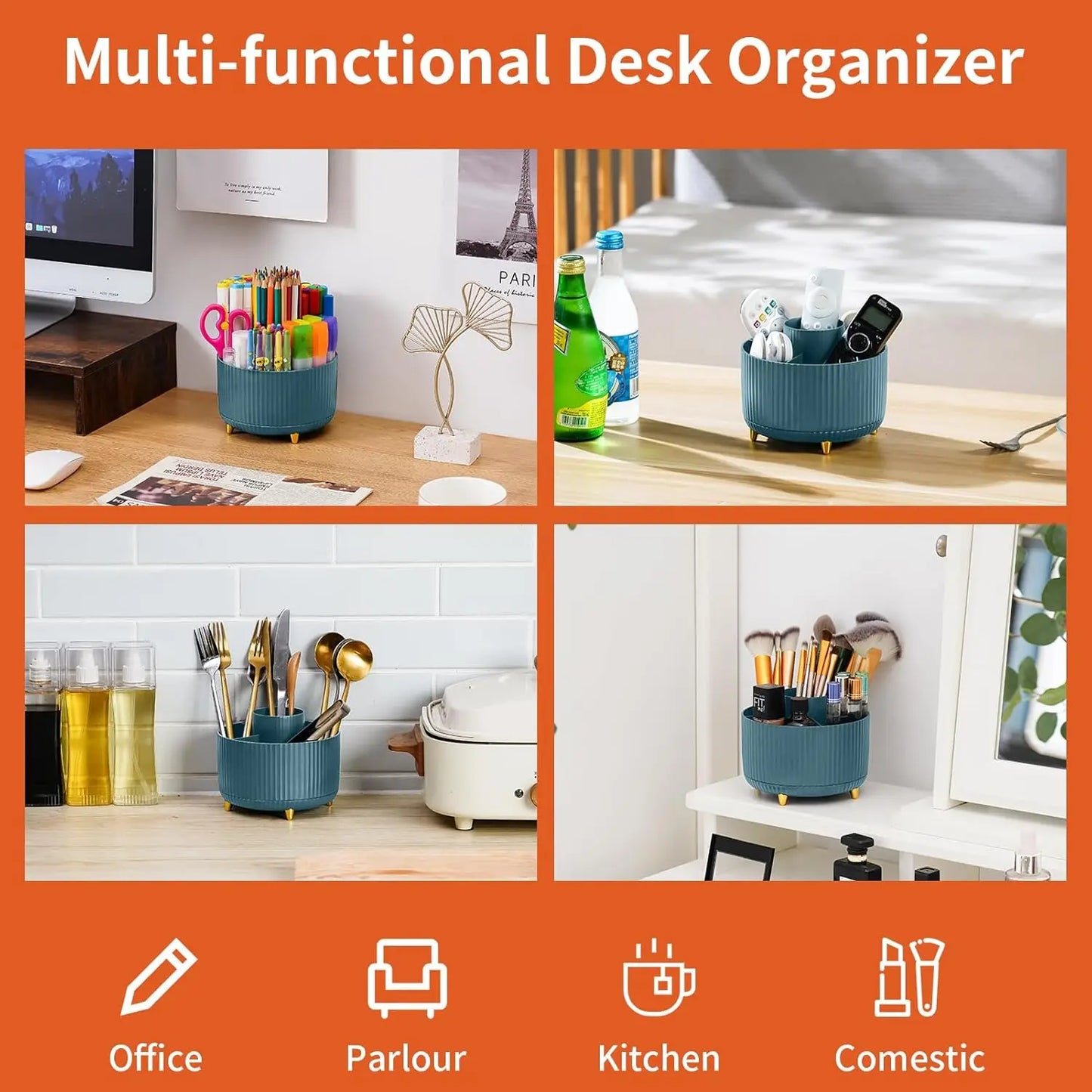 360° Rotating Desk Organizer Caddy