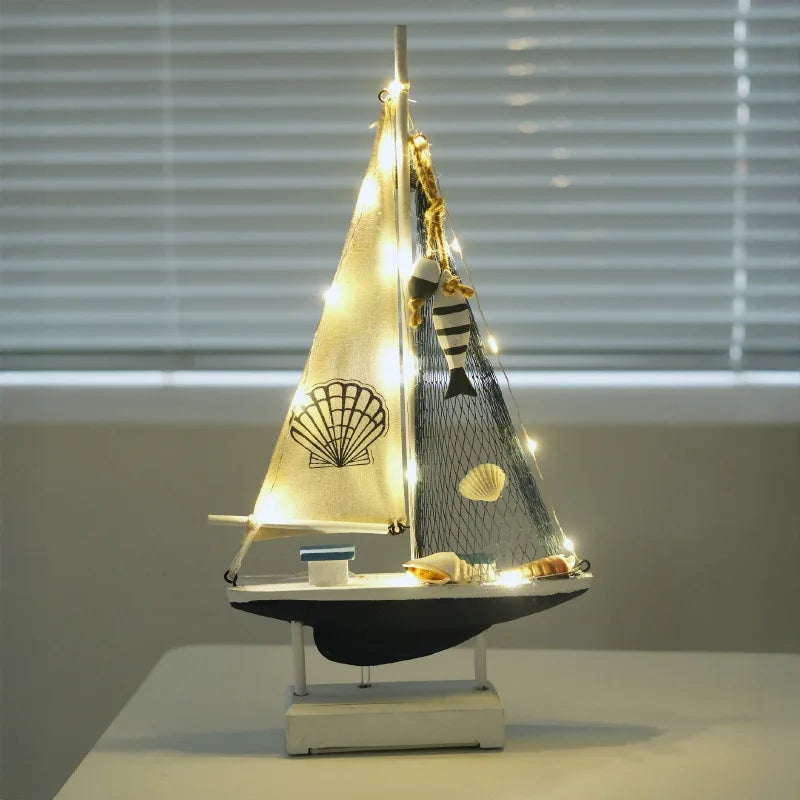 Wooden LED Sailing Boat Decor