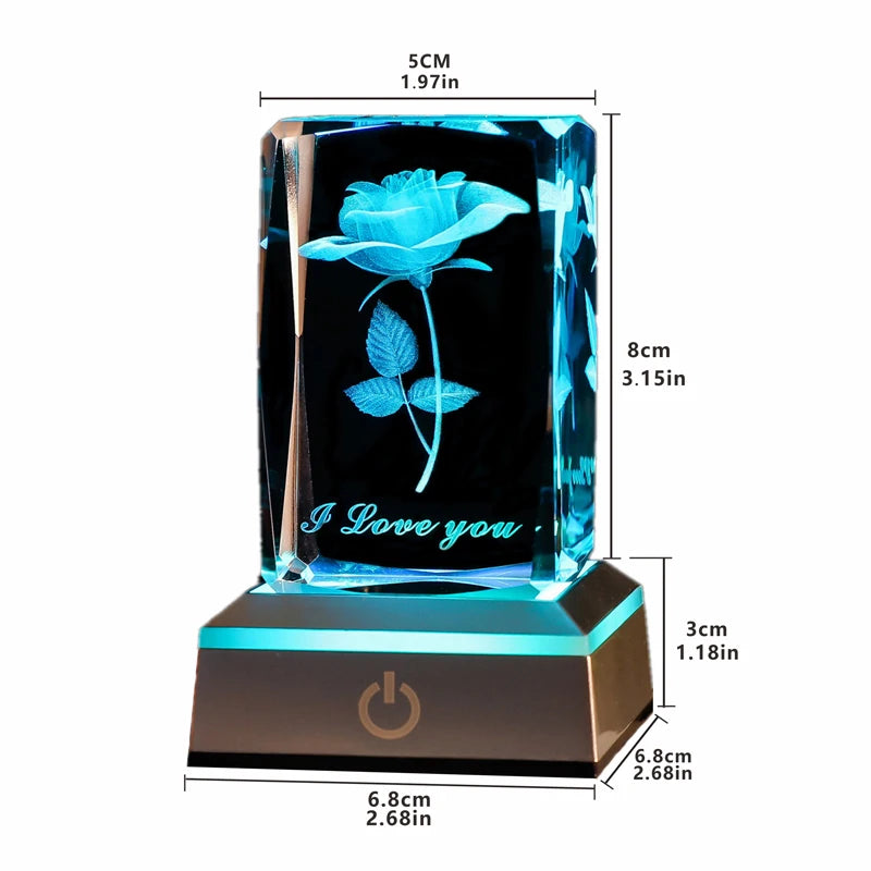 3D Rose Crystal LED Light