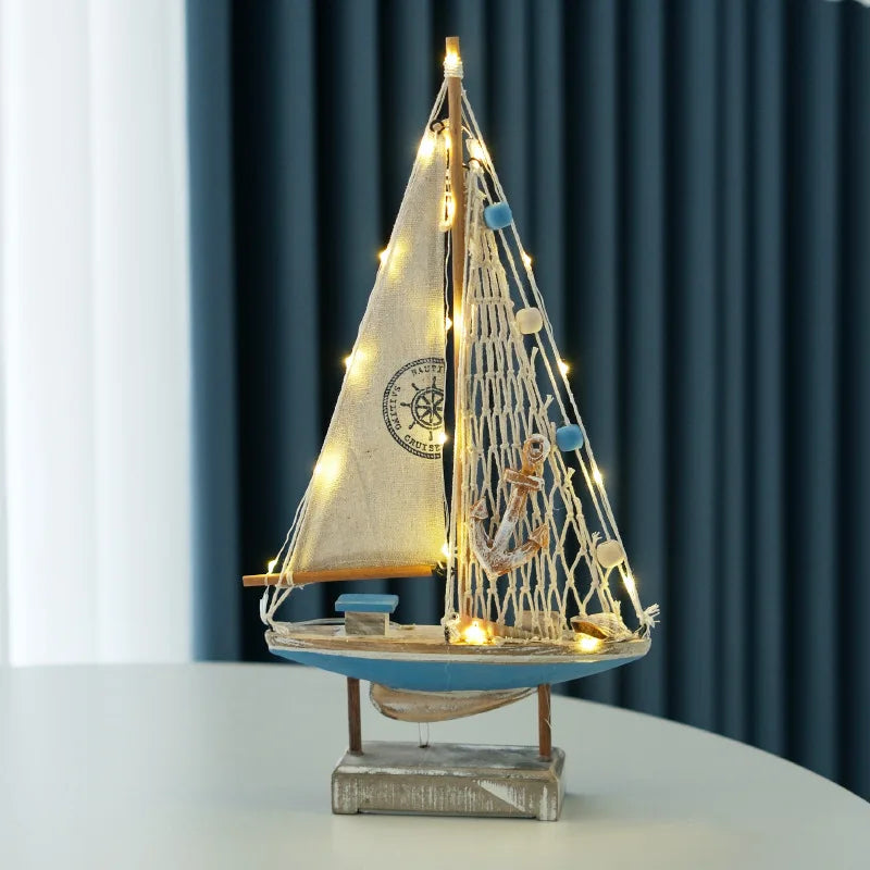 Wooden LED Sailing Boat Decor