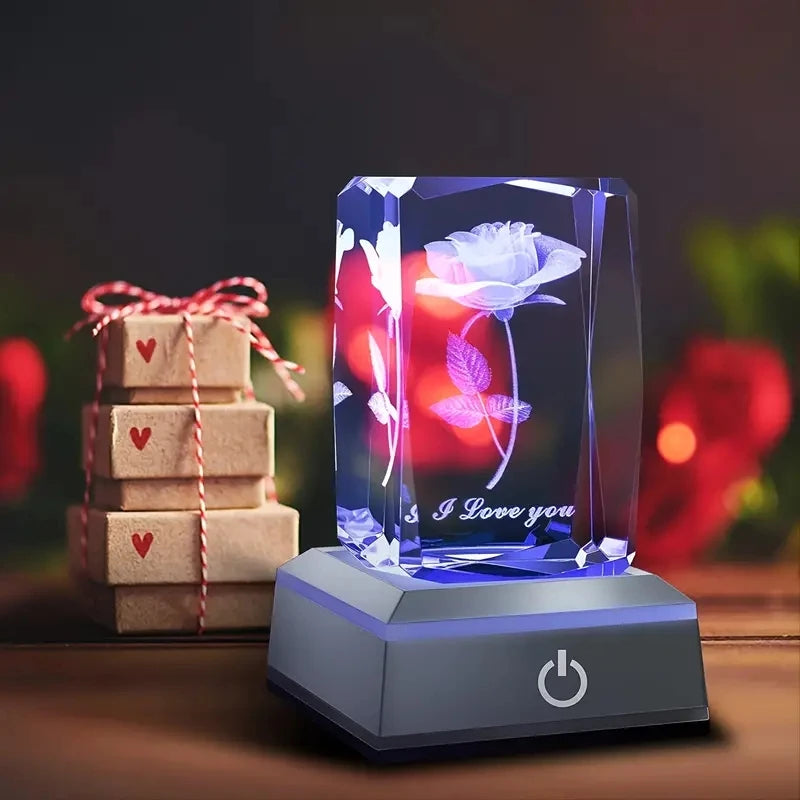 3D Rose Crystal LED Light
