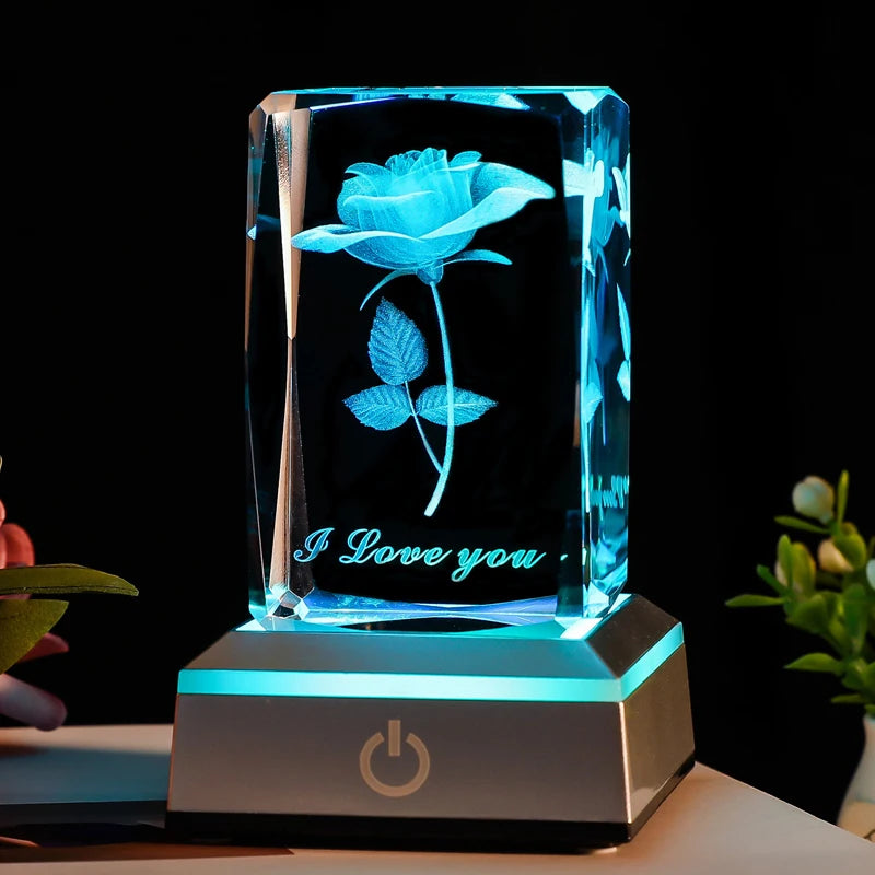 3D Rose Crystal LED Light