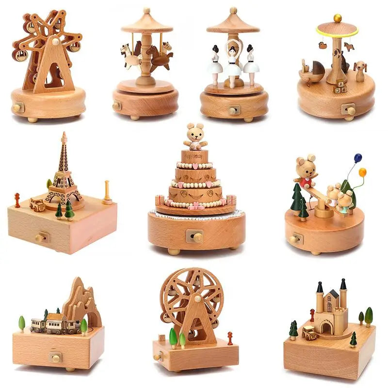 Retro Wooden Wind-Up Music Box