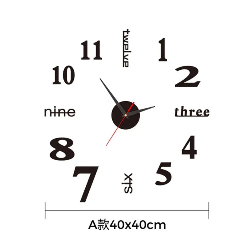 Large 3D Silent Wall Clock