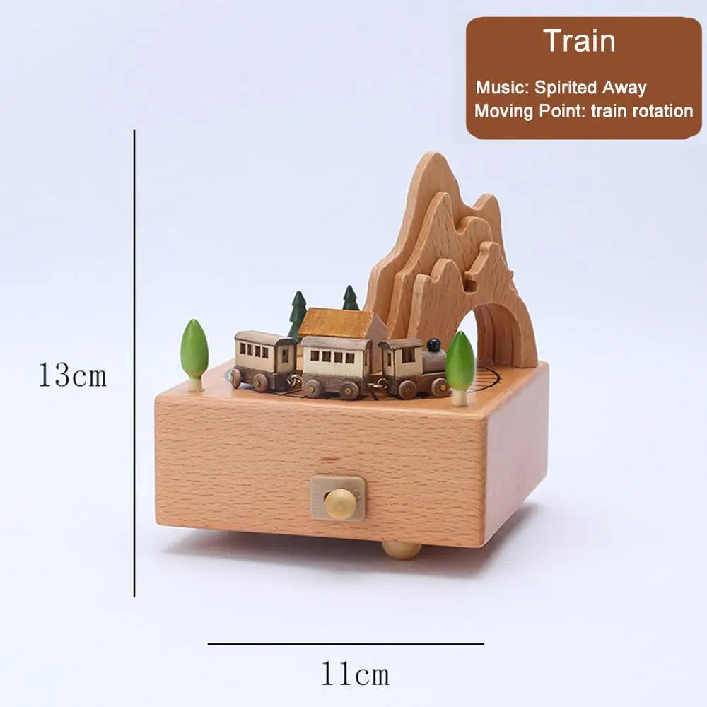 Retro Wooden Wind-Up Music Box