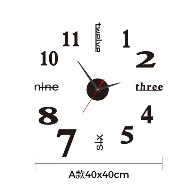 Large 3D Silent Wall Clock