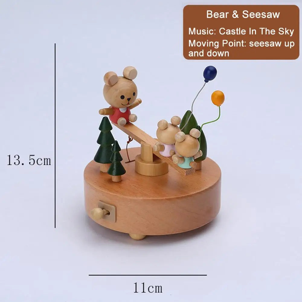 Retro Wooden Wind-Up Music Box