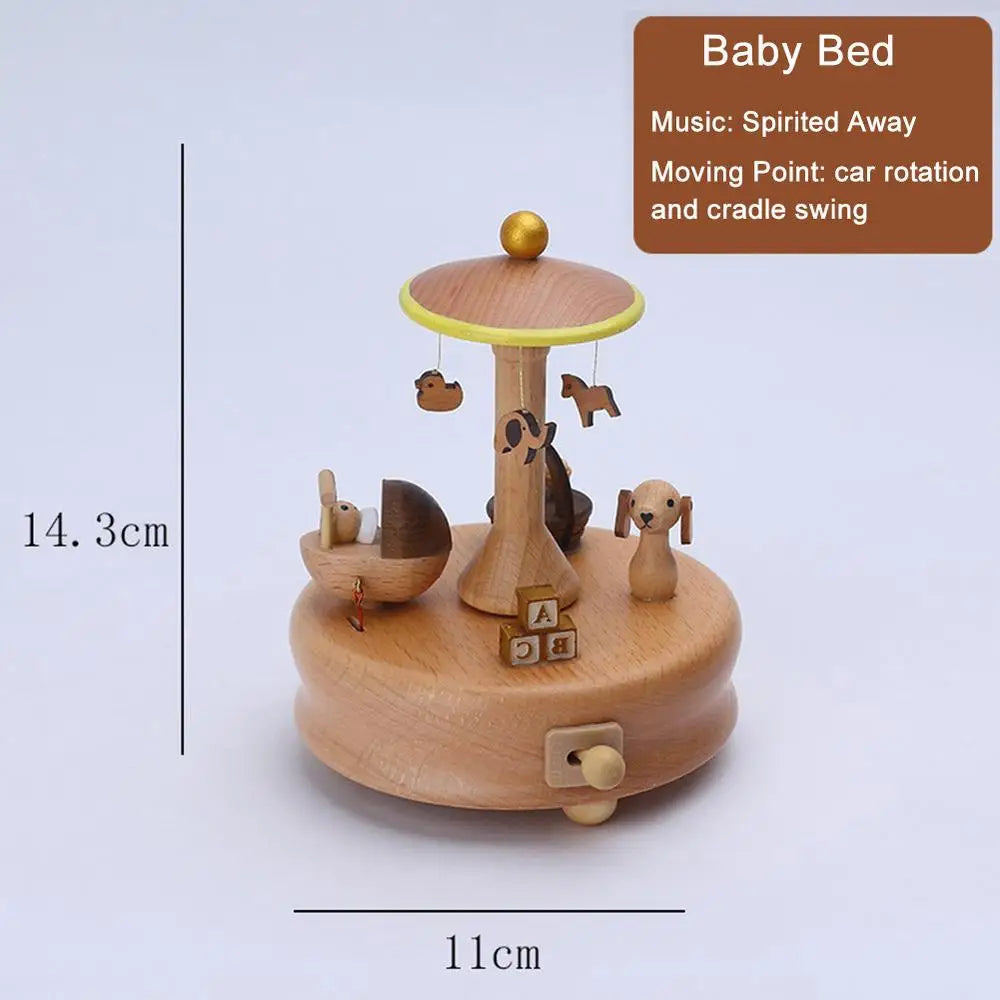 Retro Wooden Wind-Up Music Box