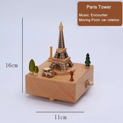 Retro Wooden Wind-Up Music Box
