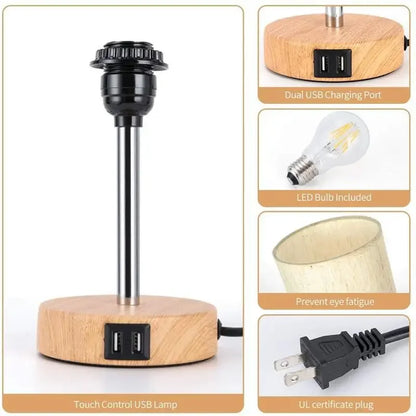 Wood Grain Touch Table Lamp