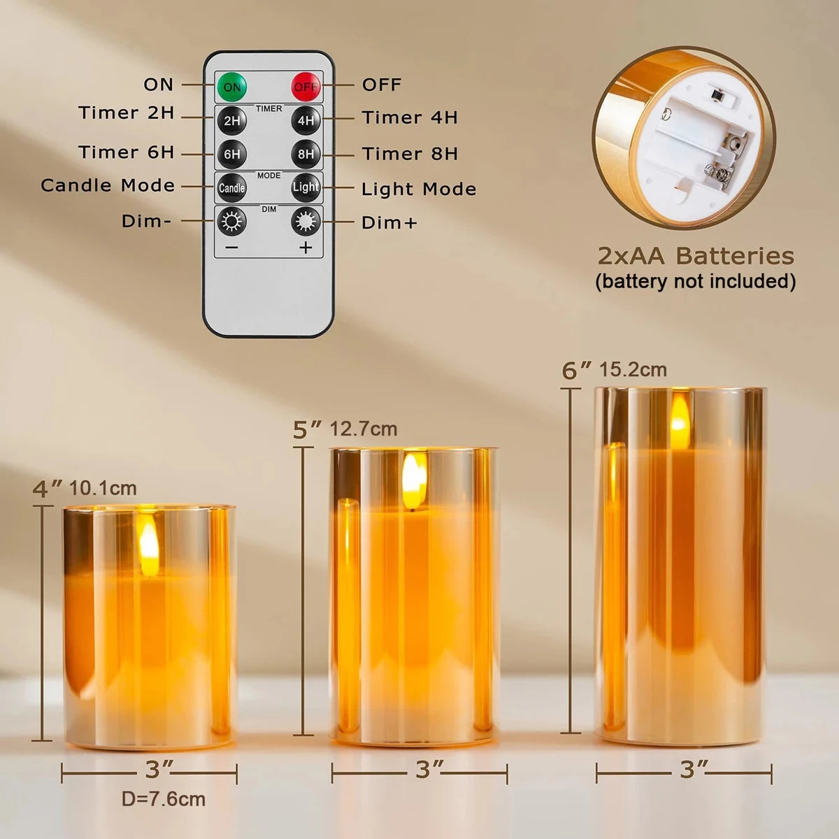 3Pcs LED Flameless Candle Set