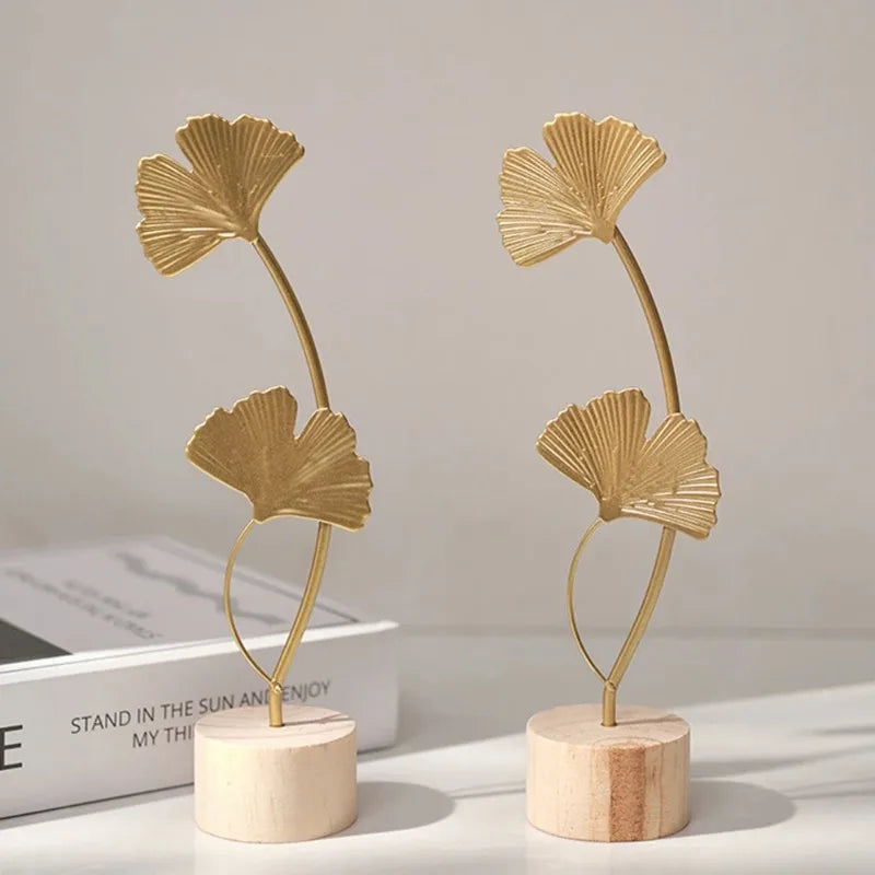 Golden Ginkgo Leaf Figurine