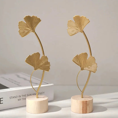 Golden Ginkgo Leaf Figurine