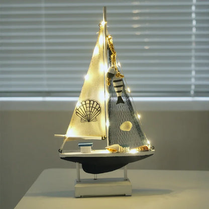 Wooden LED Sailing Boat Decor