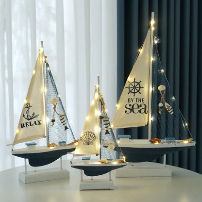 Wooden LED Sailing Boat Decor