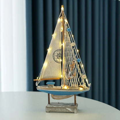 Wooden LED Sailing Boat Decor