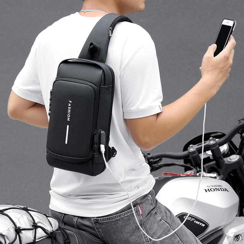 Men's Anti-Theft USB Shoulder Bag