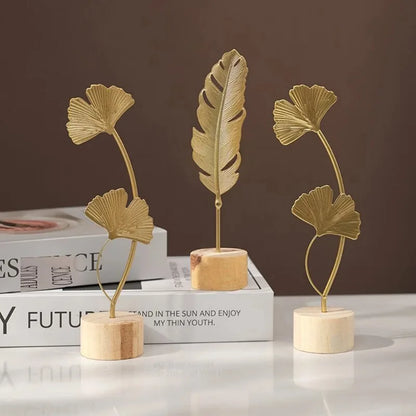 Golden Ginkgo Leaf Figurine