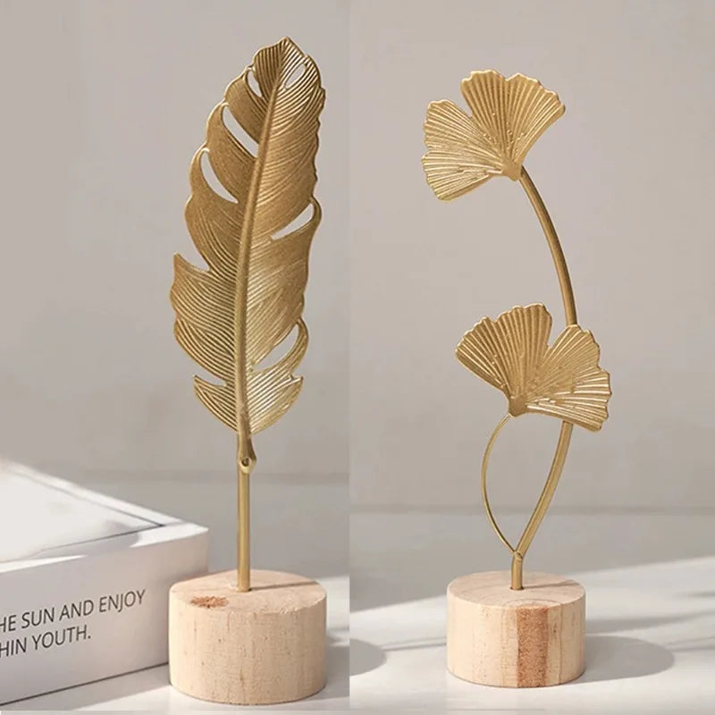 Golden Ginkgo Leaf Figurine