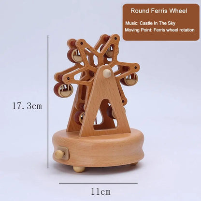 Retro Wooden Wind-Up Music Box