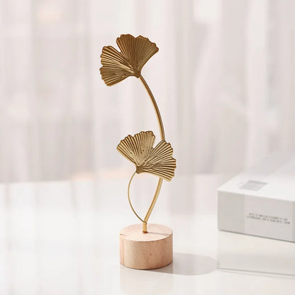 Golden Ginkgo Leaf Figurine