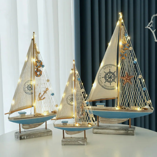 Wooden LED Sailing Boat Decor