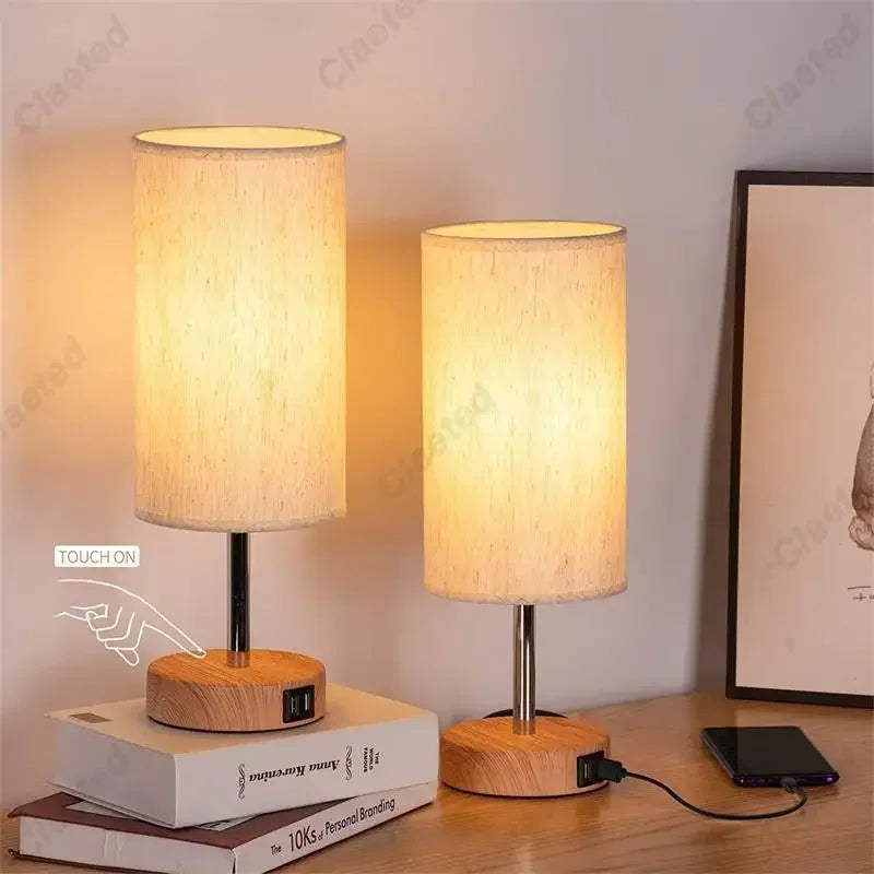 Wood Grain Touch Table Lamp