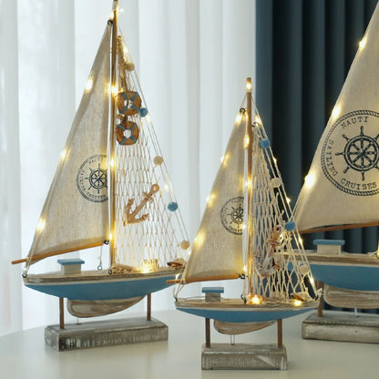 Wooden LED Sailing Boat Decor