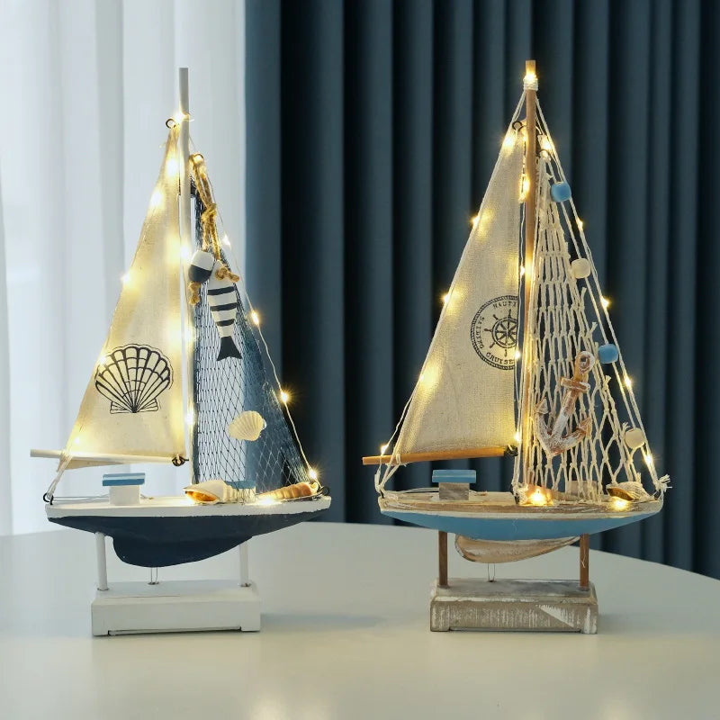 Wooden LED Sailing Boat Decor