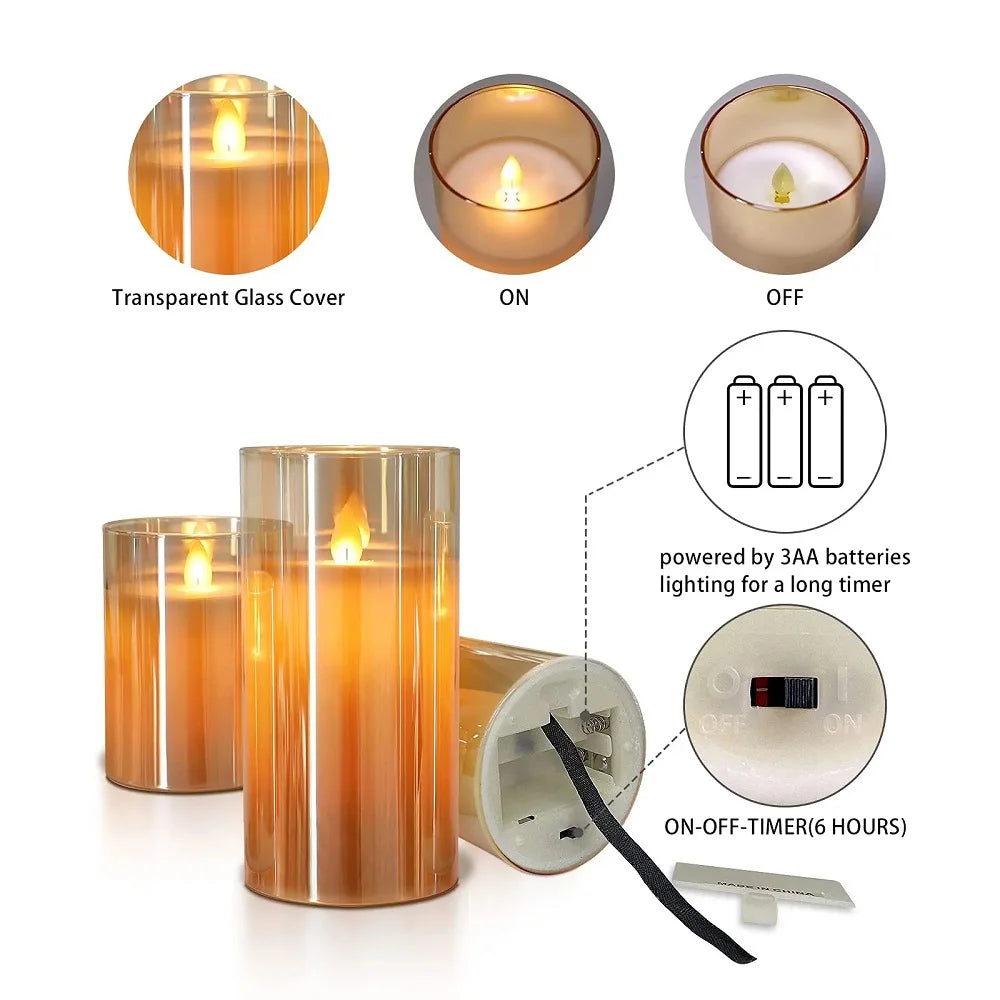 3Pcs LED Flameless Candle Set