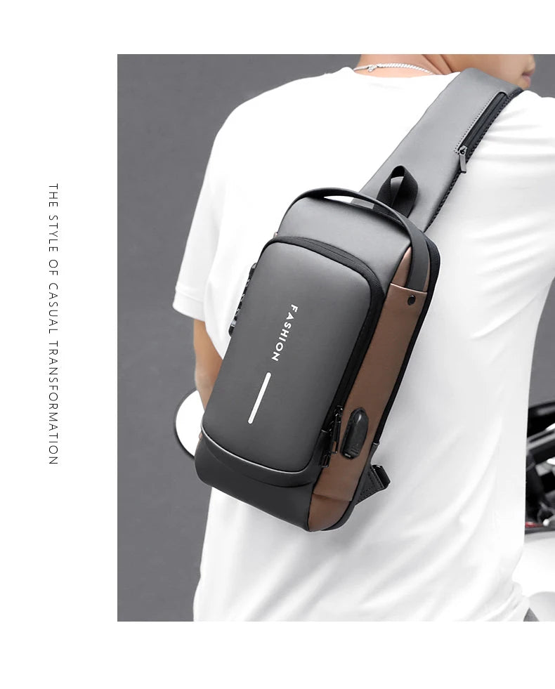 Men's Anti-Theft USB Shoulder Bag