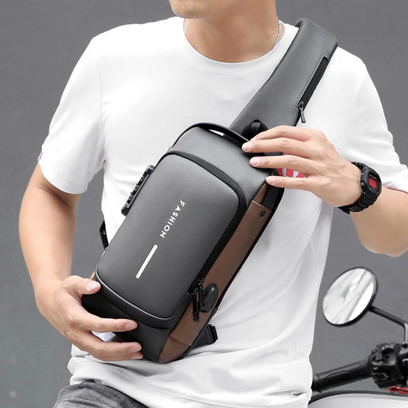 Men's Anti-Theft USB Shoulder Bag