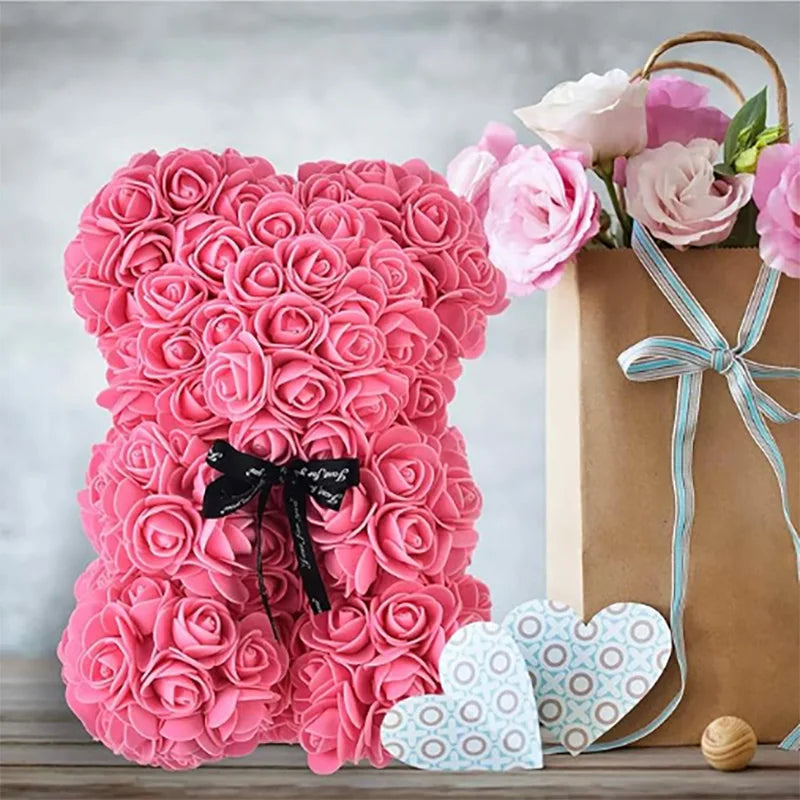 25cm Teddy Rose Flower Bear