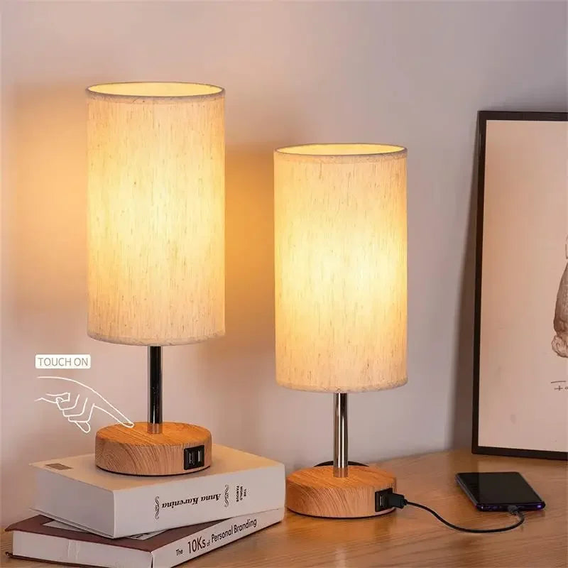 Wood Grain Touch Table Lamp