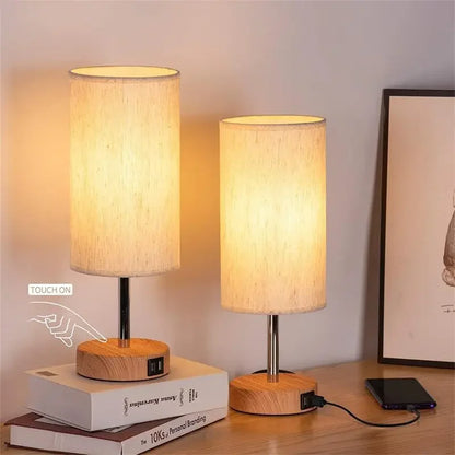 Wood Grain Touch Table Lamp