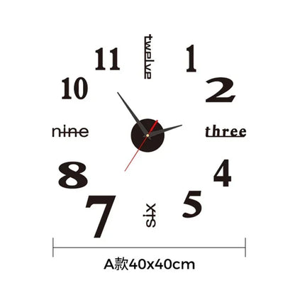Large 3D Silent Wall Clock