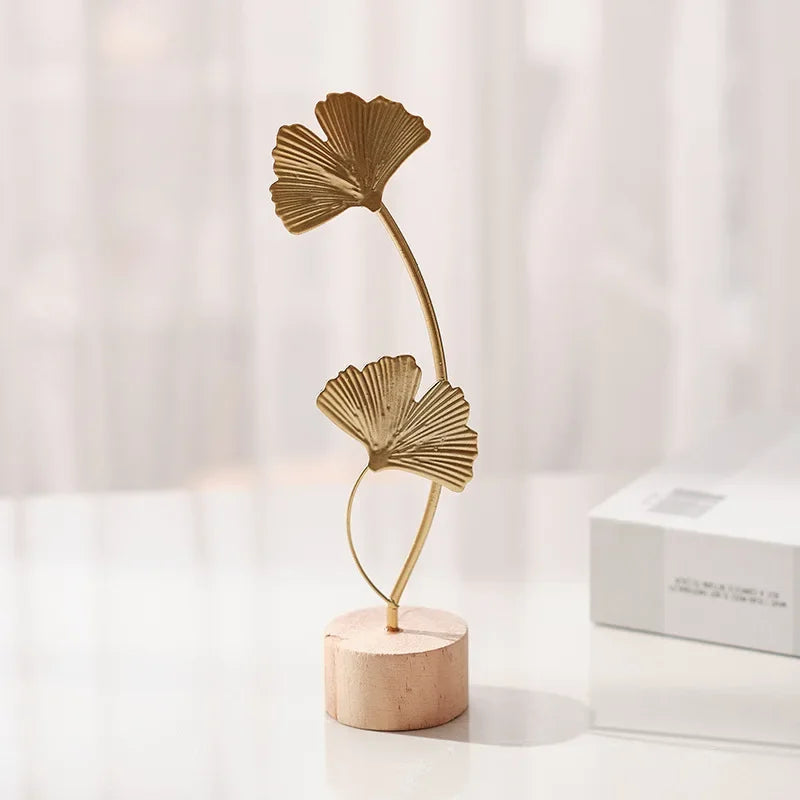 Golden Ginkgo Leaf Figurine