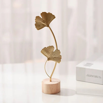 Golden Ginkgo Leaf Figurine