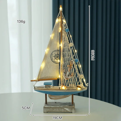 Wooden LED Sailing Boat Decor