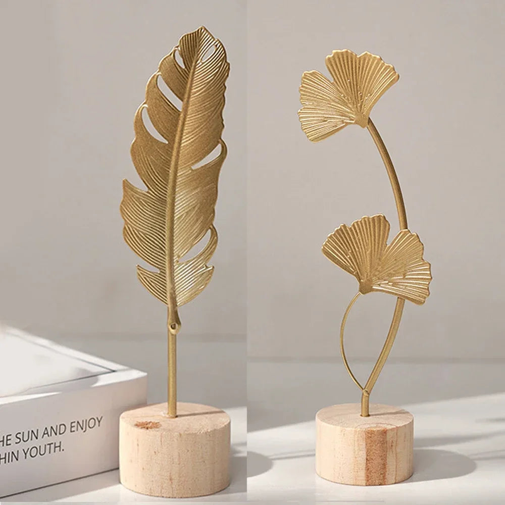 Golden Ginkgo Leaf Figurine